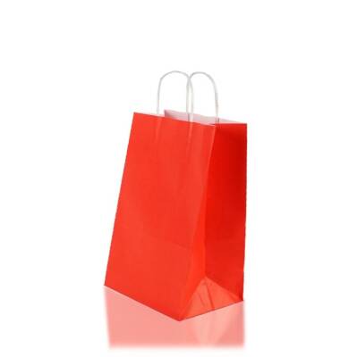 Burgu Saplı Kırmızı Kağıt Çanta 25x31x12 Cm