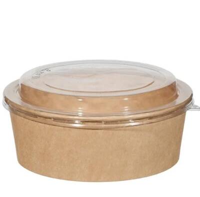 Kraft Karton Salata Kasesi Seti 1300 cc PET Kapak 50 li