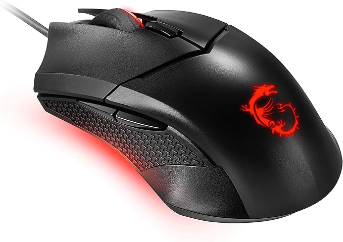 MSI GG CLUTCH GM08 GAMING MOUSE 4.200 DPI PIXART PAW3519 OPTIK SENSOR RED LED 1.8M KABLO AYARLANABILIR AGIRLIK ALTIN KAPLAMA USB BAGLANTI OYUNCU FARESI