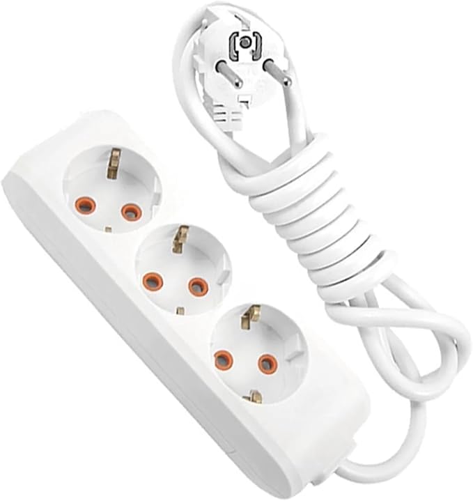 2 Metre 3'lü Priz - Uzun Esnek Kablolu, Güvenli ve Dayanıklı Uzatma Kablosu Çoğaltıcı Priz