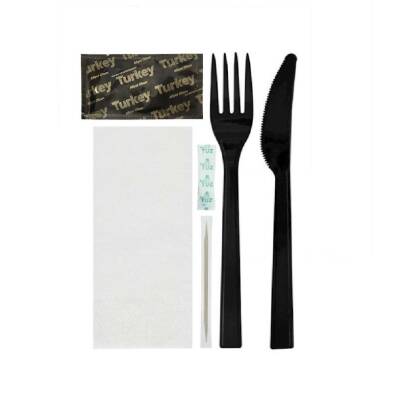 6'li Lüks Siyah Çatal-Kaşık Yemek Seti 1000 li