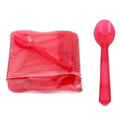 Plastik Lüx Dondurma Kaşığı Kırmızı 12 cm 100 lü