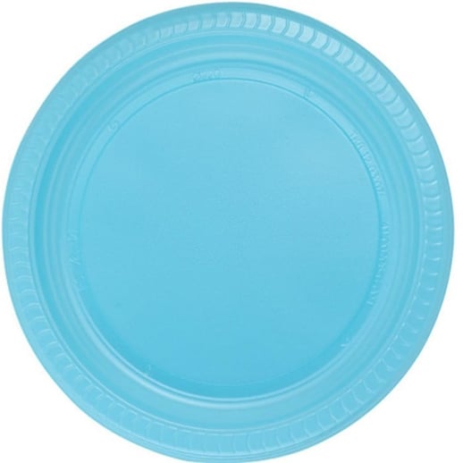 Açık Mavi Yuvarlak Plastik Tabak 5 Adet 22 cm