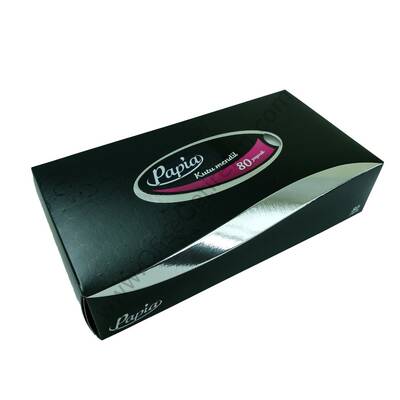 Papia Siyah Maksi Kutu Mendil - Çift Katlı - 80 Yaprak - 24 Paket - 21cm x 21cm Papi