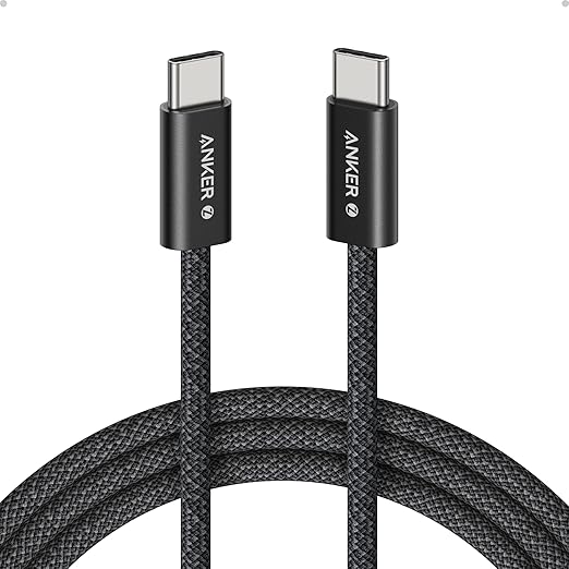 Anker Zolo USB C to C 240 W Hızlı Şarj Örgülü 1 m Kablo A8060 Siyah