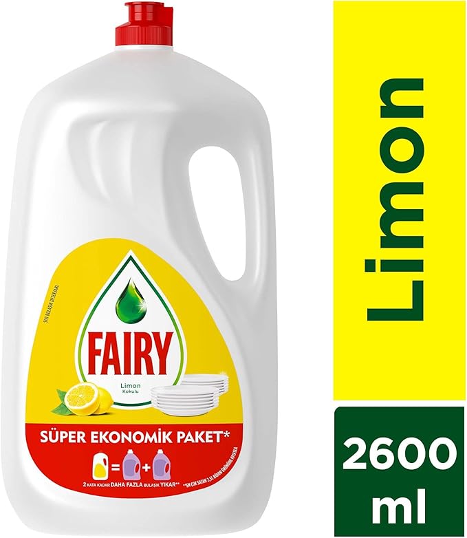 Fairy Süper Ekonomik Paket Sıvı Bulaşık Deterjanı 2600 ml Limon Kokulu