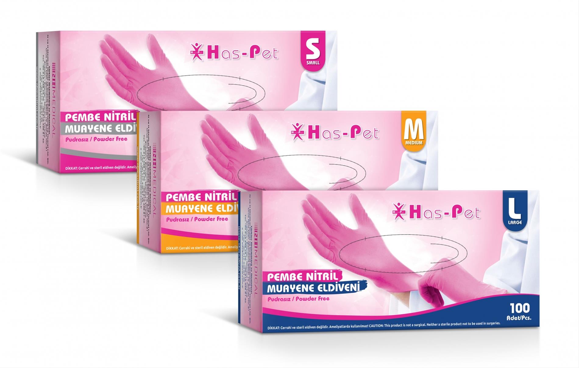 lateks pembe pudrasız eldiven 100 lü (L)