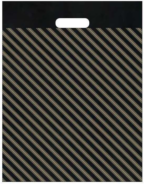 Çizgili Magaza Poşeti NO 2 250 Adet Diagonal Poşet Takviyeli Poşet Siyah Poşet