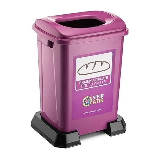 Sıfır Atık Geri Dönüşüm Çöp Kutusu Kovası 70 lt Mor Ekmek Atıkları