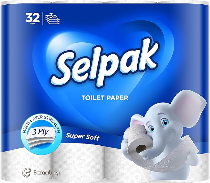 Selpak Tuvalet Kağıdı, 3 Katlı, 32'li, 1 Paket (1 x 32 Adet)
